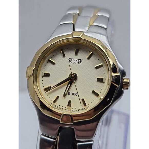 Citizen Quartz WR100 Two Tone Womens Watch 5930 New Battery Stainless Steel - Picture 4 of 11